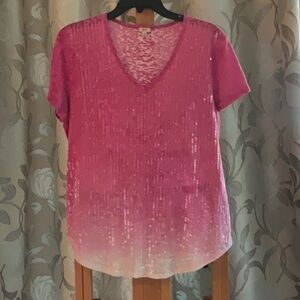 Pink Sequin V-Neck Top